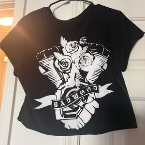 Black Tee with White Badwood Graphic